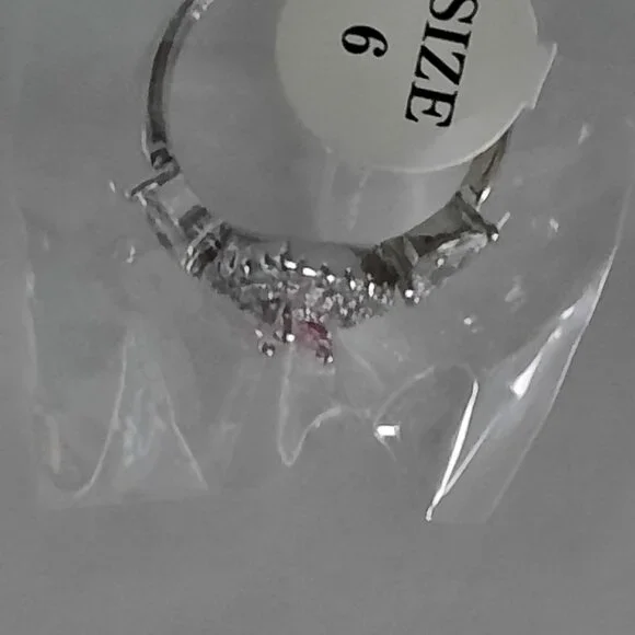 3ct Pink/White Water Drop CZ Ring 925 Silver - Picture 2 of 3
